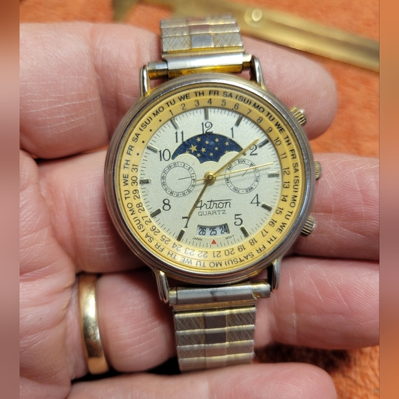 Artron Other - Men's Artron quartz moon phase watch with dual rotating bezels